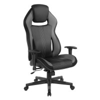 OSP Home Furnishings BOA225-GRY BOA II Gaming Chair in Bonded Leather with Grey Accents